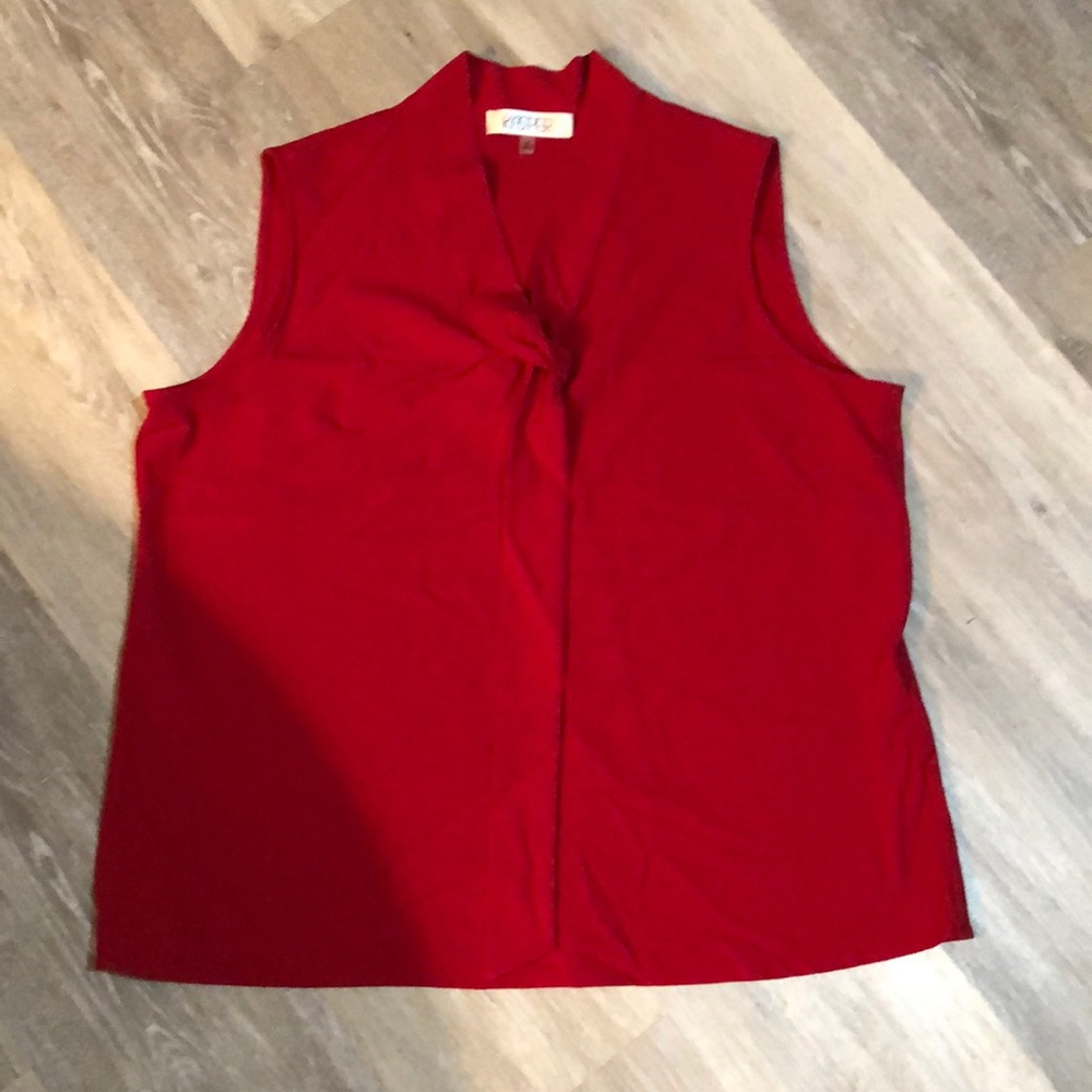Kasper (NWT) Fire Red Top with Tie Like Front
